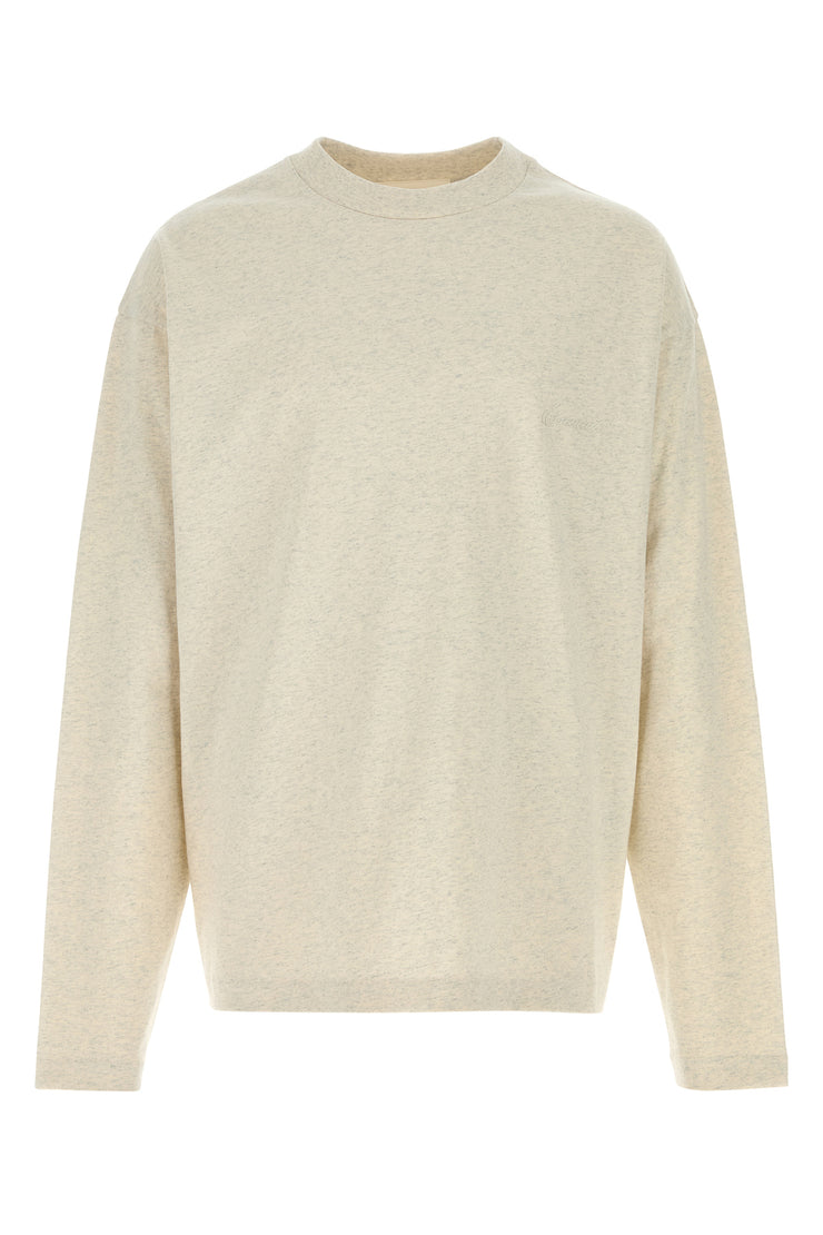 T-shirt maniche lunghe in cotone avorio melangè