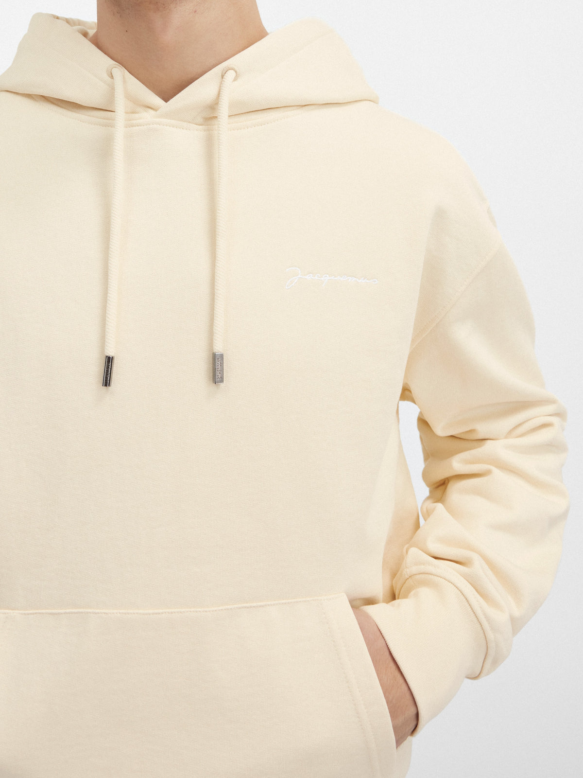 Jacquemus Felpa con Cappuccio Logo Ricamato Beige