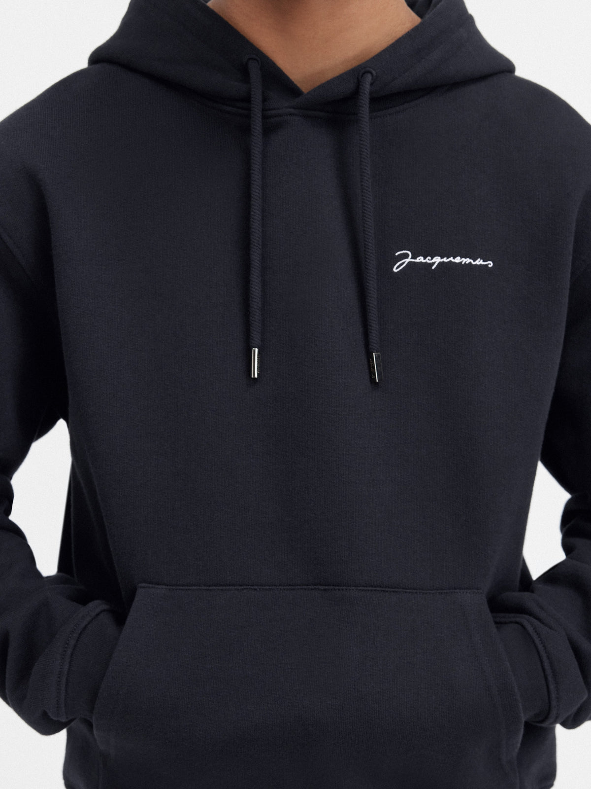 Jacquemus Felpa con Cappuccio Logo Ricamato Nera