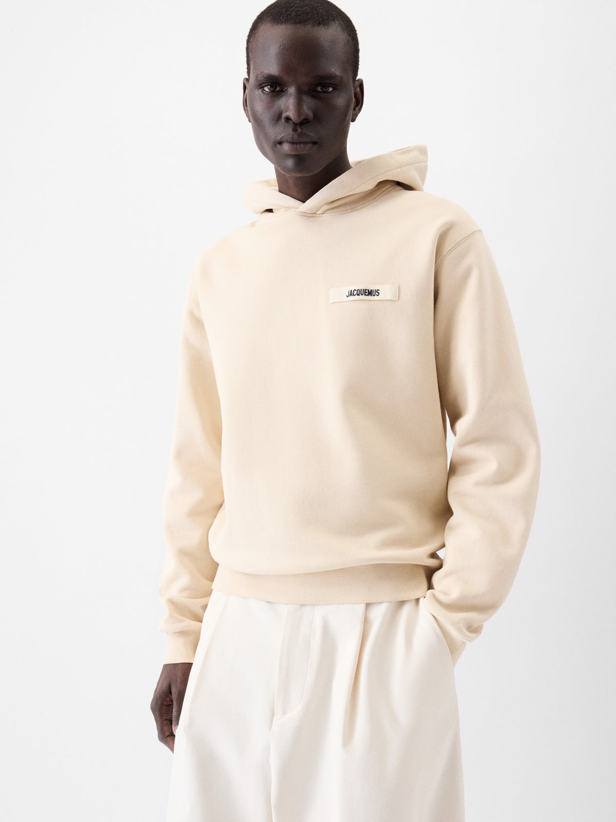 Jacquemus Felpa con Cappuccio Gros Grain Beige