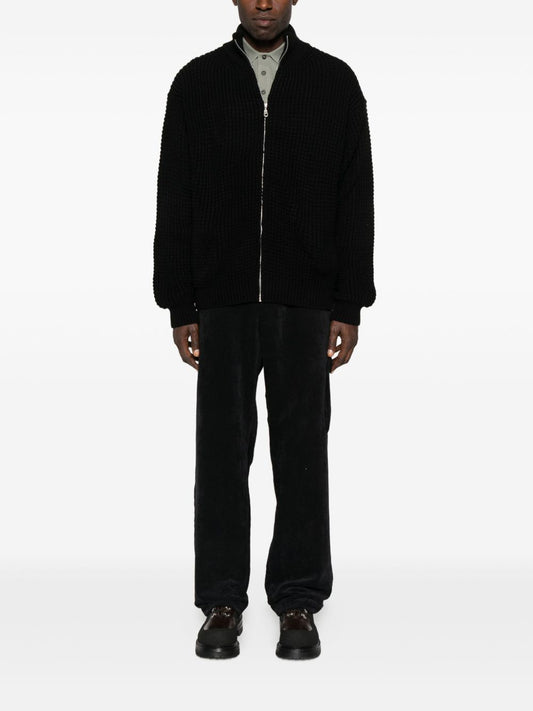 Cardigan con lavorazione a nido d'ape e zip