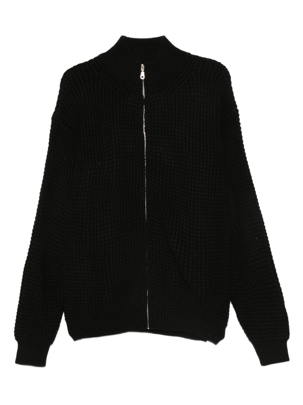 Cardigan con lavorazione a nido d'ape e zip