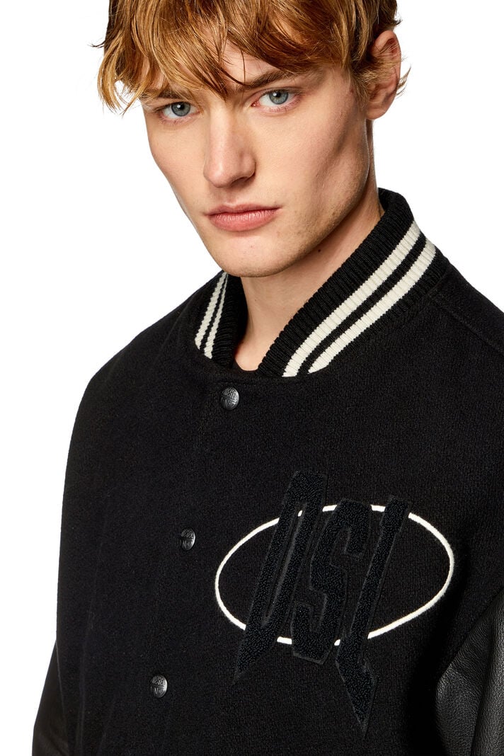 Bomber varsity in cotone e pelle