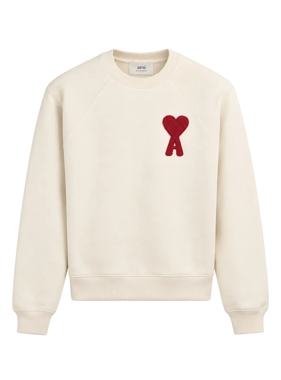 Ami Paris Felpa logo Ami de Coeur Beige vista frontale