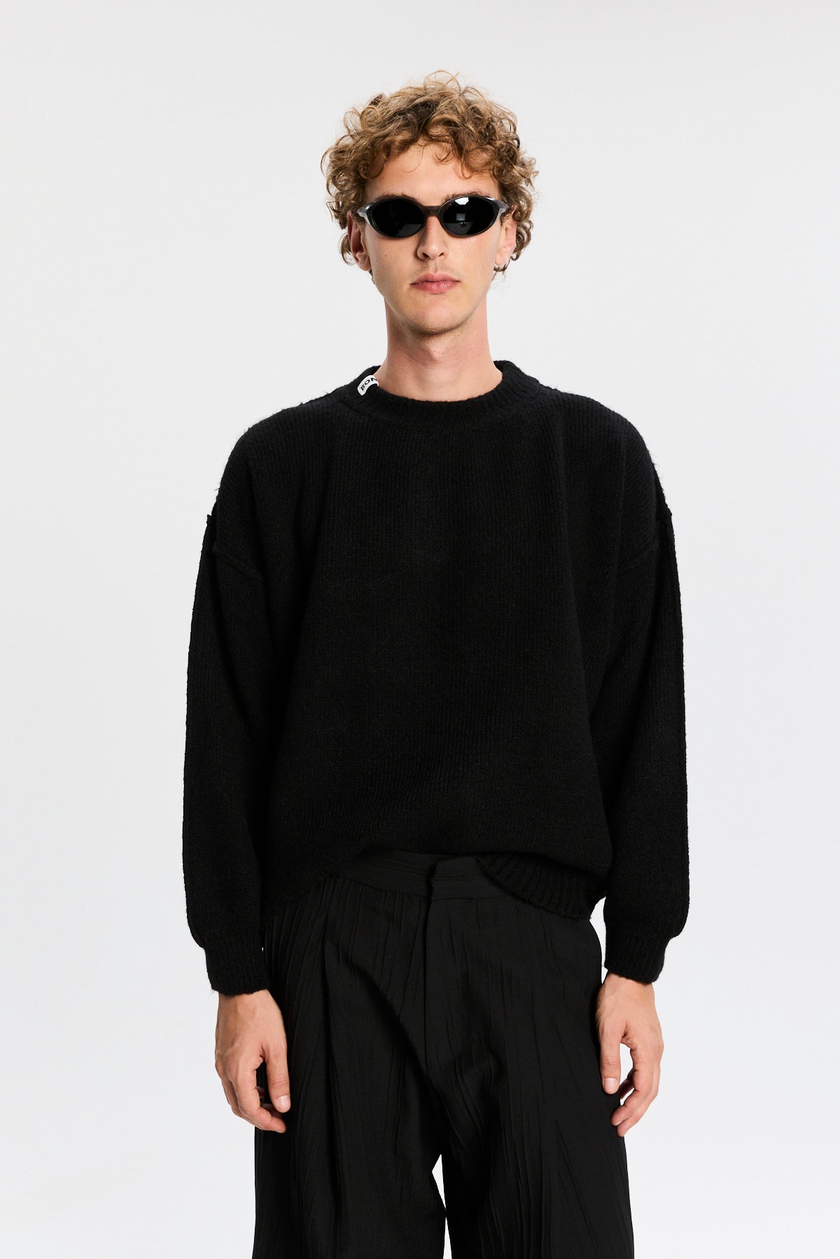 Maglione Brushed Wool Bonsai nero