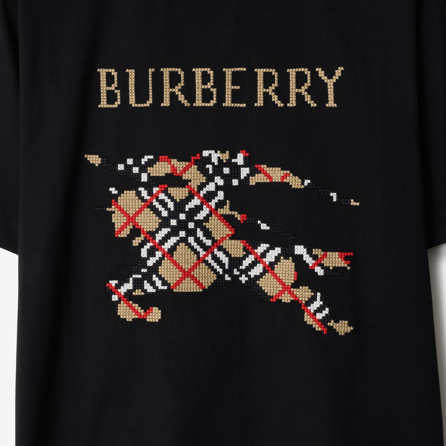 T-shirt in cotone con cavaliere a punto croce