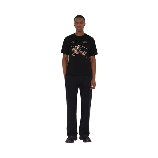 T-shirt in cotone con cavaliere a punto croce
