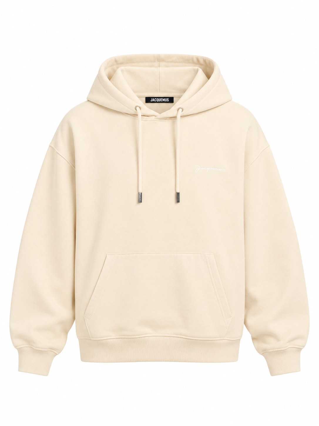 Jacquemus Felpa con Cappuccio Logo Ricamato Beige