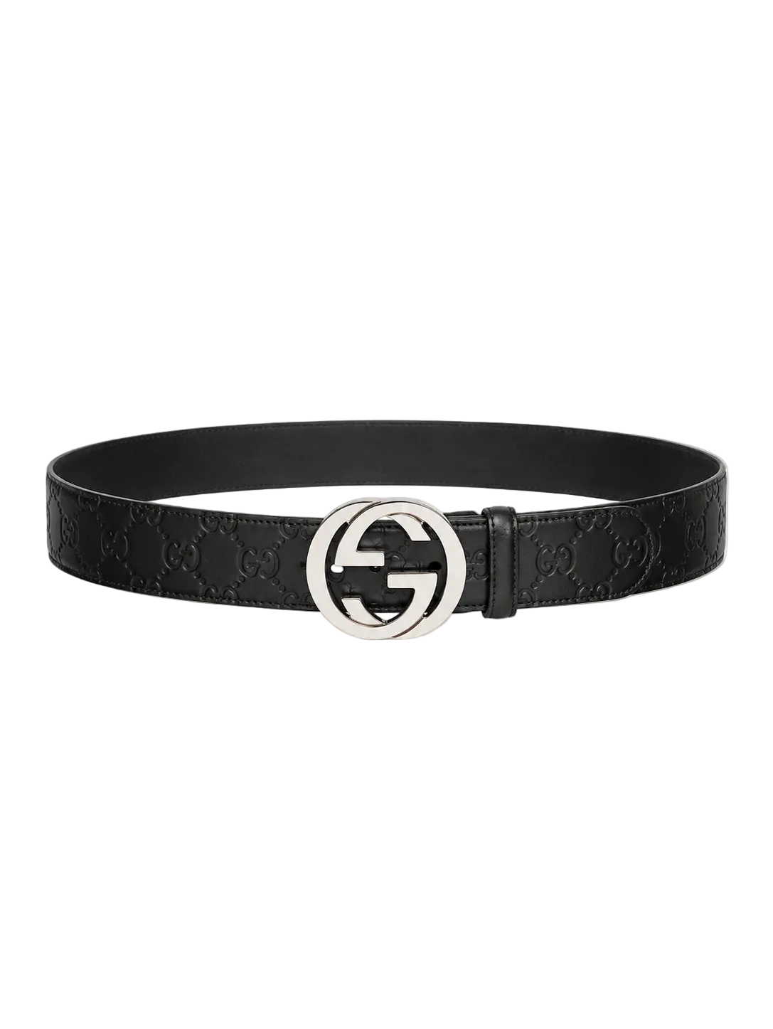 Gucci Cintura con Fibbia Interlocking G Nero