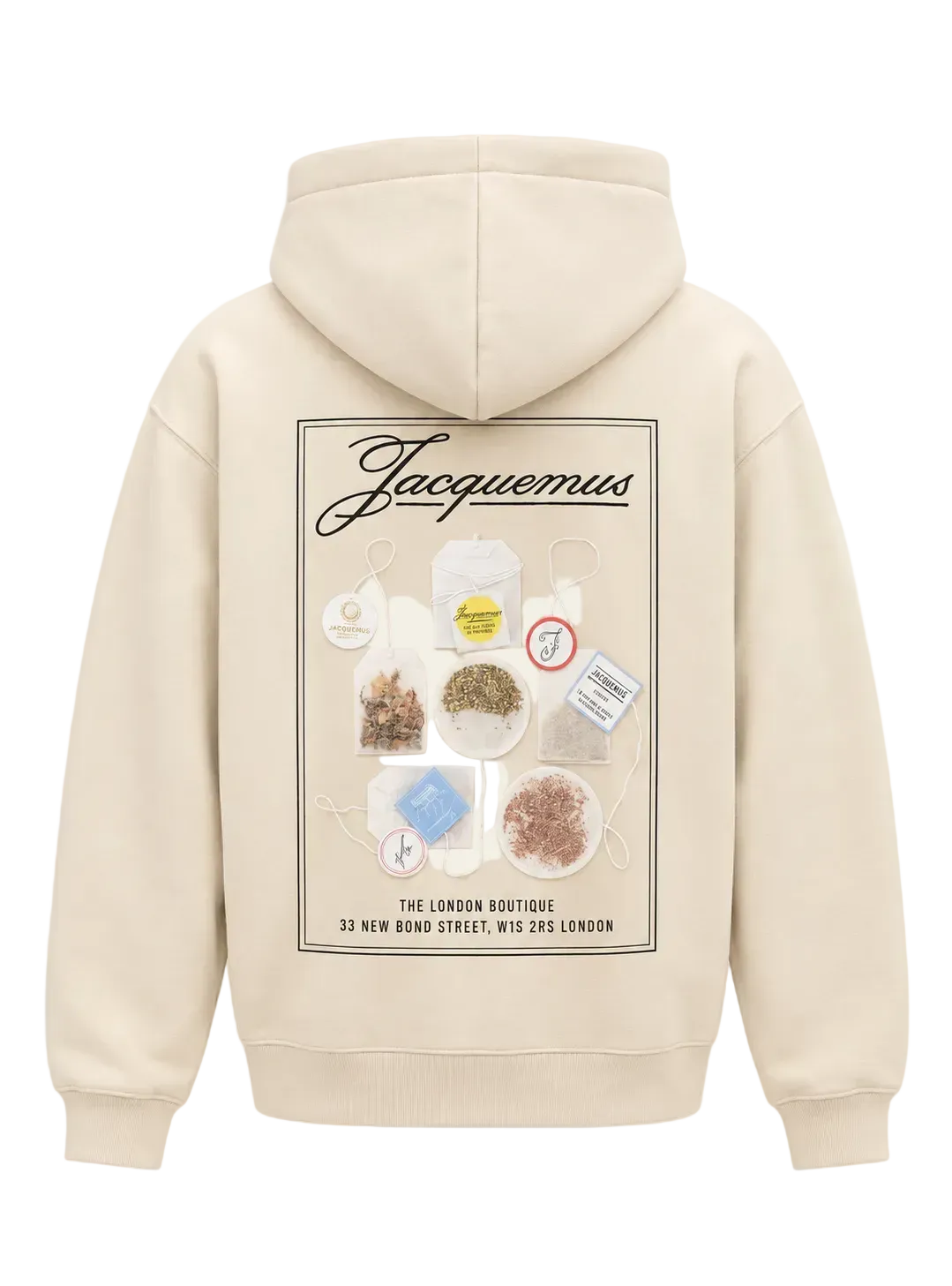 Jacquemus Felpa logo Fronte e Stampa Retro Beige.
