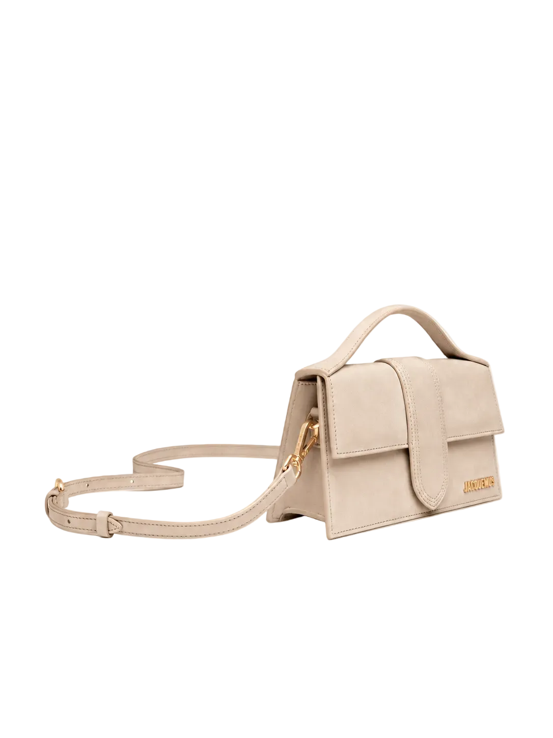 Jacquemus Le Grand Bambino camoscio beige vista laterale