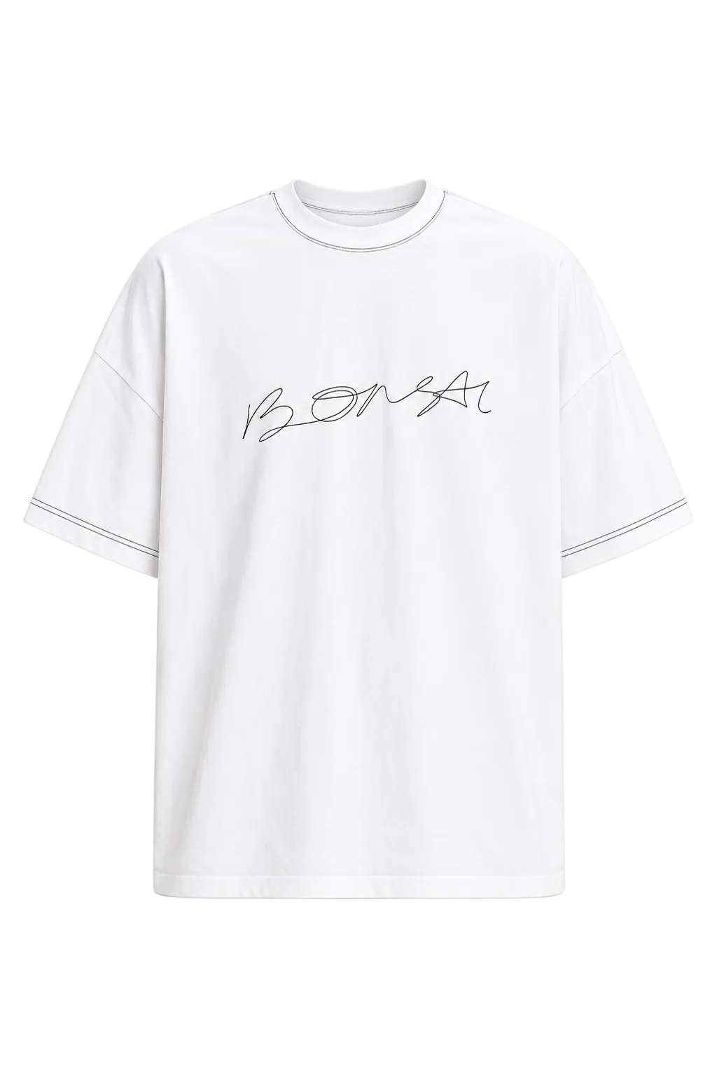 Bonsai T-Shirt Boxy con Ricamo Bianca