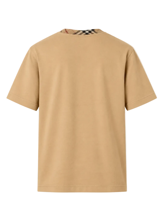 Burberry T-shirt girocollo Check marrone vista posteriore