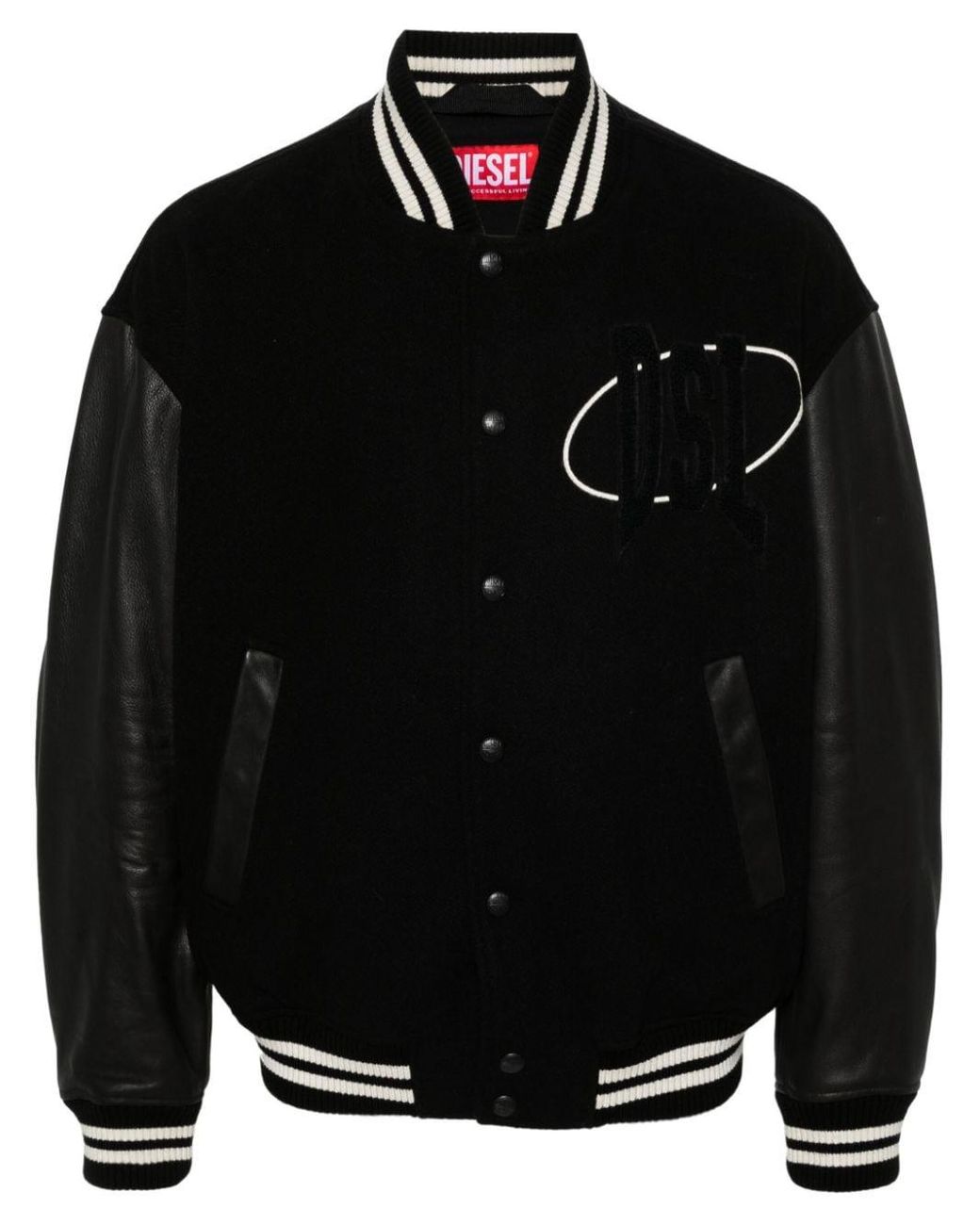 Bomber varsity in cotone e pelle