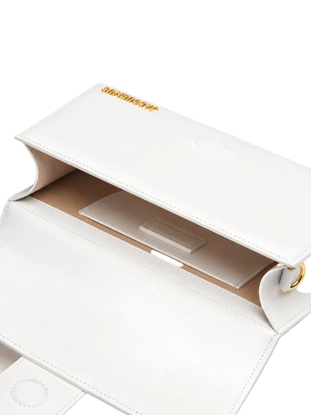 Jacquemus Le Grand Bambino bianco aperta con interno visibile