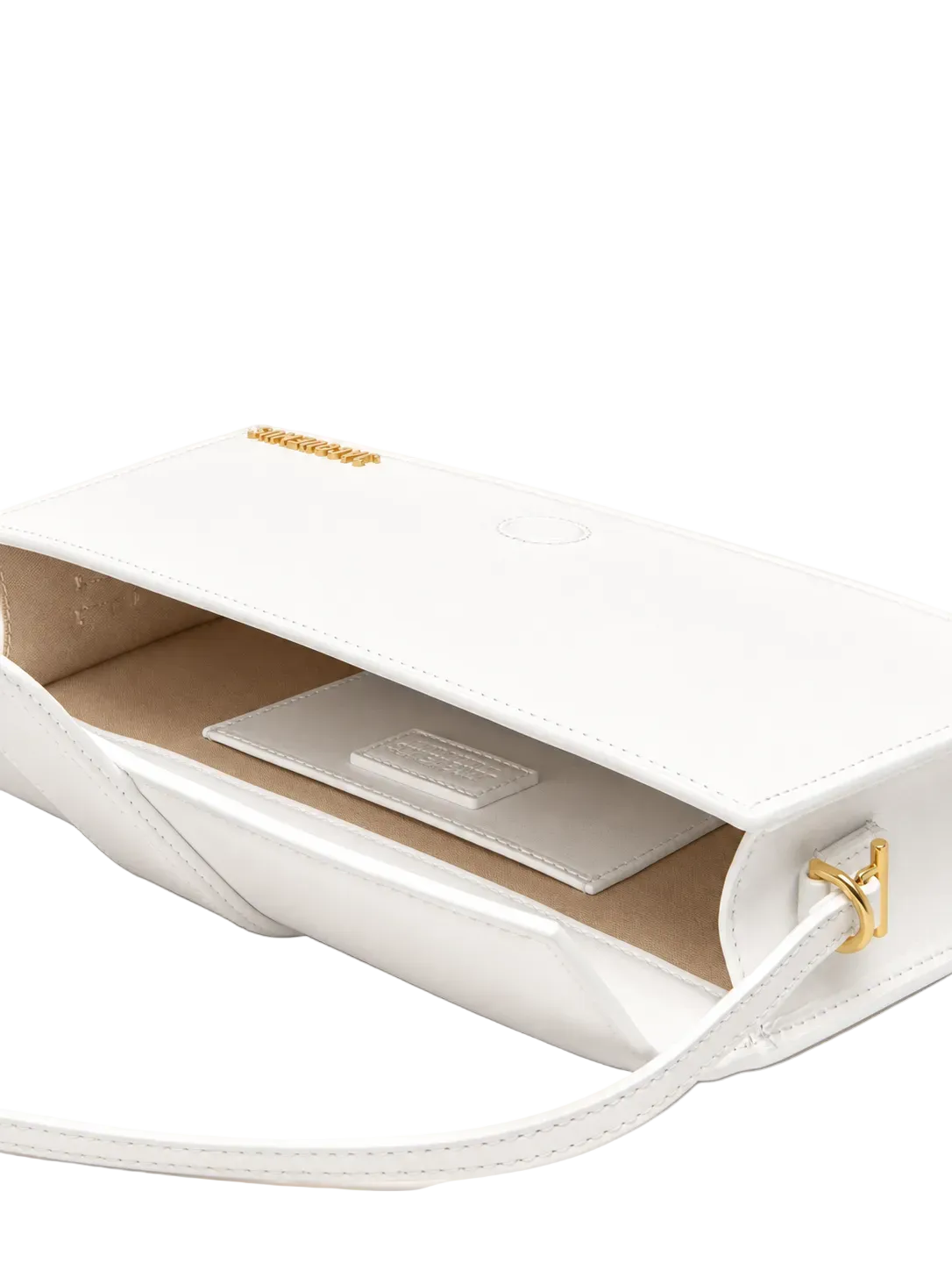 Jacquemus Le Bambino Lungo bianco aperta con interno visibile
