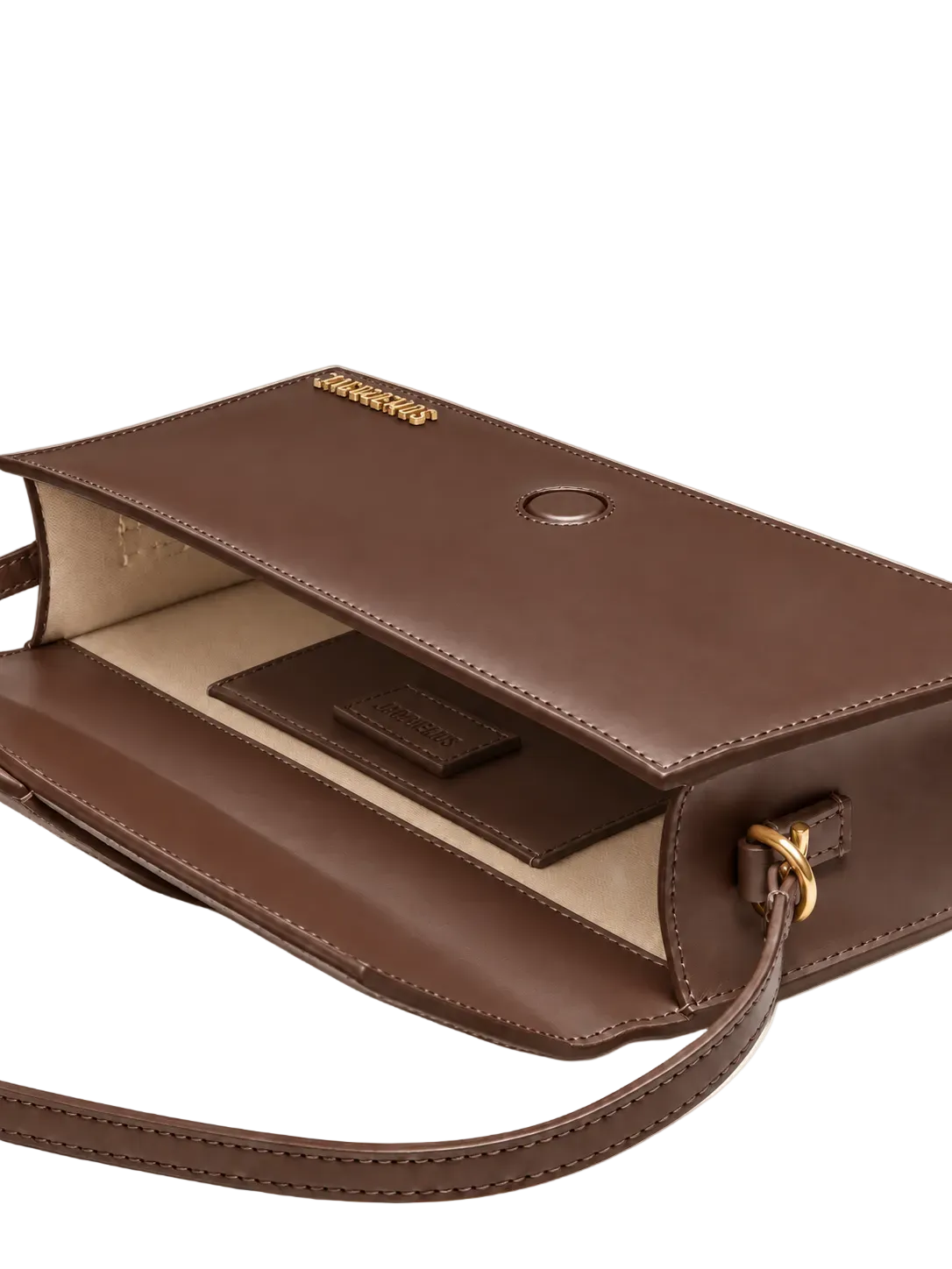 Jacquemus Le Bambino Lungo marrone aperta con interno visibile