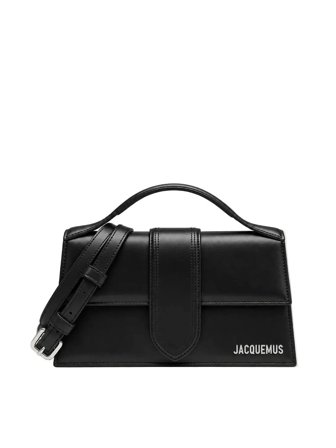 Jacquemus Le Grand Bambino nero con hardware argento vista frontale
