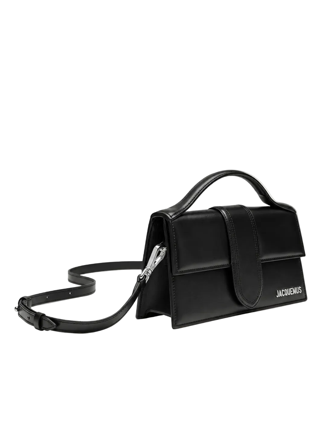 Jacquemus Le Grand Bambino nero con hardware argento vista laterale
