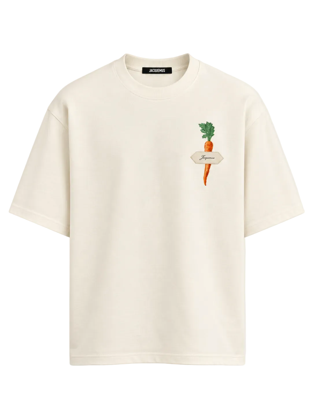 T-shirt Jacquemus strawberry off white con applicazione sul petto, vista frontale
