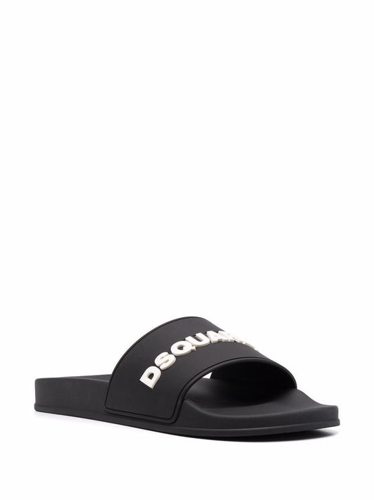 Sandali slides con logo goffrato