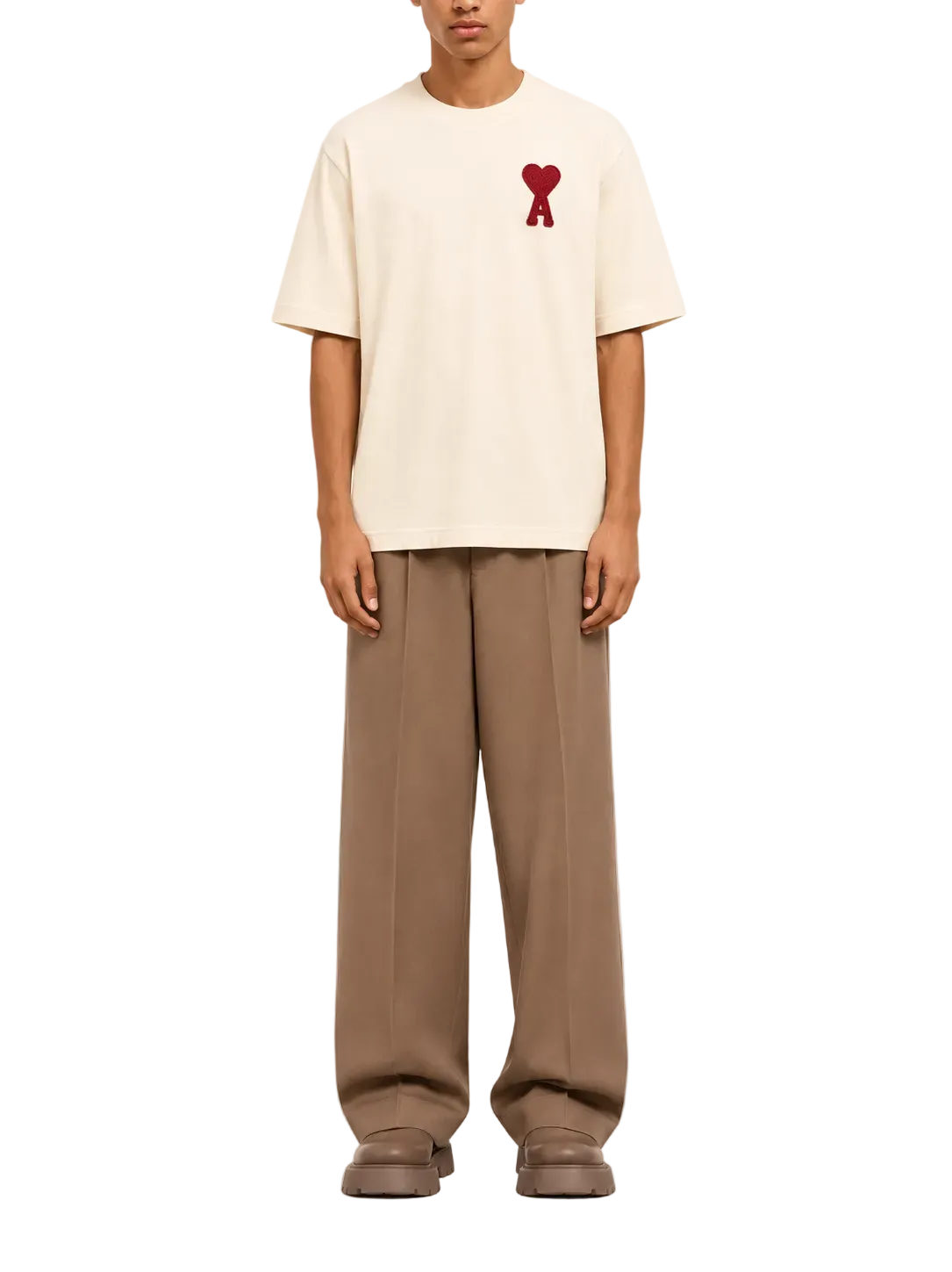 Ami Paris T-shirt logo "Ami de coeur" Beige