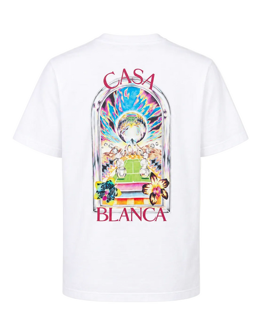 Casablanca T-shirt Tennis Landscape Bianco