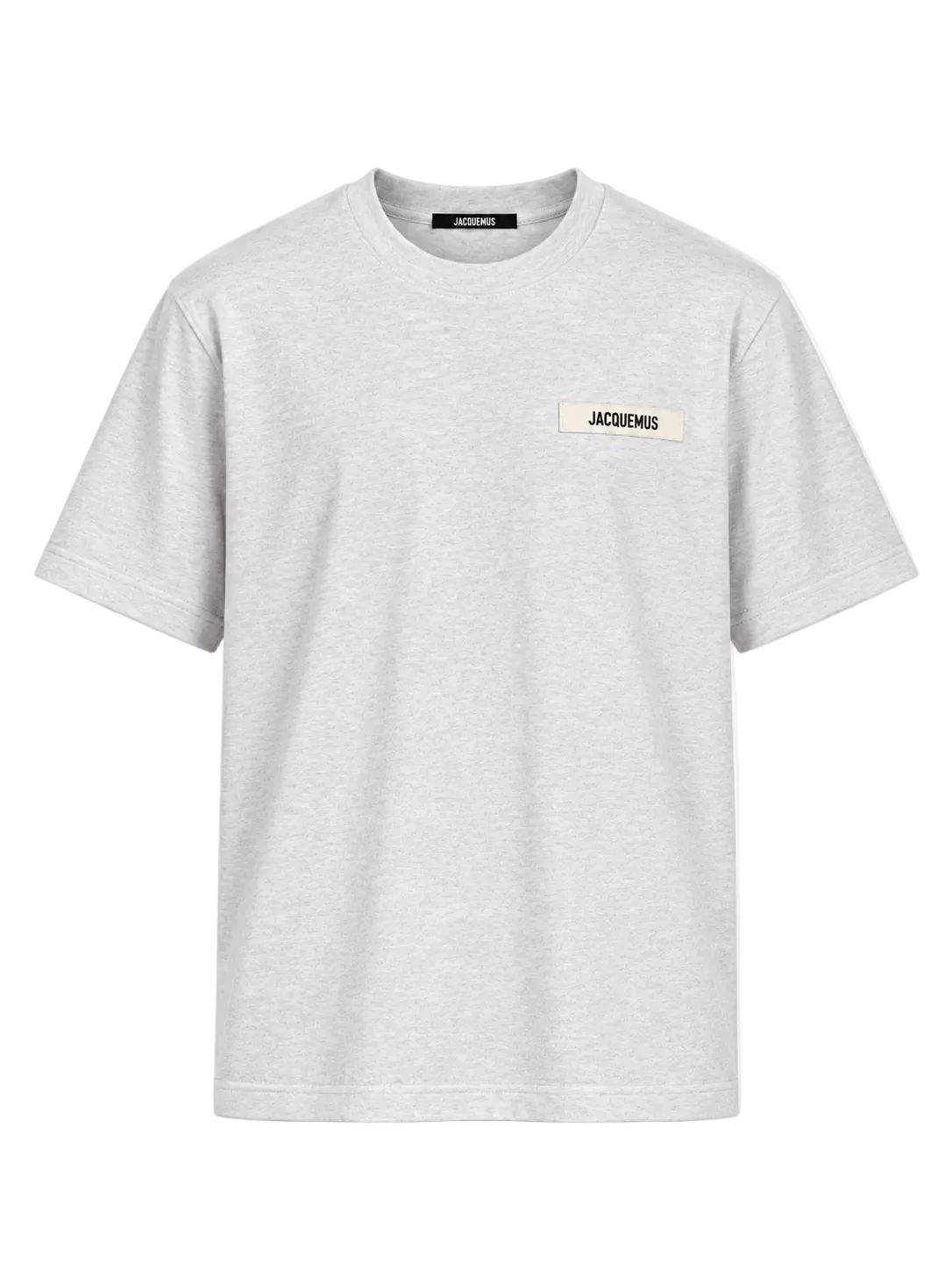 T-shirt Jacquemus Le Gros Grain grigia con patch logo, vista frontale