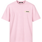T-shirt Jacquemus Le Gros Grain rosa con patch logo, vista frontale